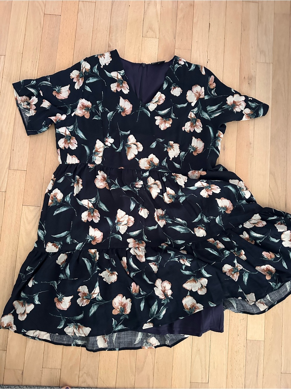 Nursing Queen Black Midi Dress with Pink Floral Print